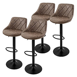 ML-Design Lot 4 tabourets de bar rembourrées en simili marron hauteur réglable 62-82 cm