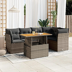 vidaXL Salon de jardin 6 pcs avec coussins gris résine tressée