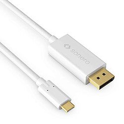 Sonero UCC021-020 USB-C câble DisplayPort, 4K 60Hz avec 18Gbps, USB 3.1, Old Fashion, Thunderbolt 3 compatible avec MacBook Pro, Samsung S8, Dell XPS 15 et d'autres ordinateurs USB-C, 2,0m, blanc