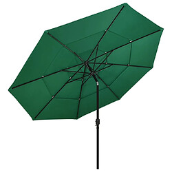 ComfortXL Parasol à 3 Niveaux Avec Mât En Aluminium Vert 3,5 M