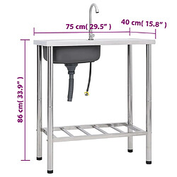 vidaXL Évier de camping Seul lavabo avec robinet Acier inoxydable pas cher