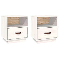 Maison Chic Lot de 2 Tables de chevet - Tables de Nuit Blanc 40x34x45 cm Bois de pin massif