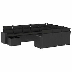 Maison Chic Salon de jardin 11 pcs avec coussins | Ensemble de Table et chaises | Mobilier d'Extérieur noir résine tressée -GKD81170