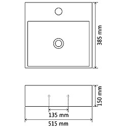 vidaXL Vasque avec trou de robinet en céramique Blanc 51,5x38,5x15 cm pas cher