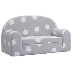 vidaXL Canapé-lit enfant 2 places gris clair étoiles peluche douce