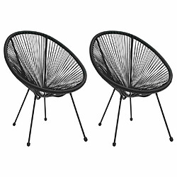 Maison Chic Lot de 2 Chaises de jardin,Fauteuil/Chaise d'extérieur en forme de lune Rotin Noir -MN22229