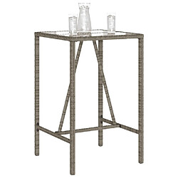 Avis vidaXL Table de bar d’extérieur gris 70x70x110 cm poly rotin