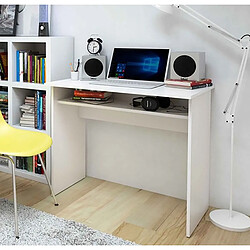 Pegane Bureau design coloris blanc - Hauteur 74 x Longueur 90 x Profondeur 50 cm