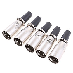 Avis 5pcs XLR 3 Broches Mâle Micro Jack Prise Connecteur de Câble Audio Microphone