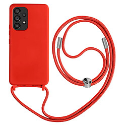 Avizar Coque Cordon Samsung Galaxy A53 5G Semi-rigide Lanière Tour du Cou 80cm Rouge