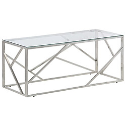 Maison Chic Table basse pour salon | Table à café argenté acier inoxydable et verre trempé -GKD82317