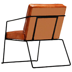 Avis vidaXL Fauteuil Brun roux Cuir véritable