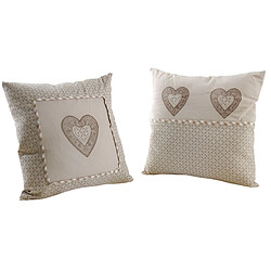 Aubry Gaspard Coussins carrés coeur en coton et lin (Lot de 2).