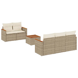 vidaXL Salon de jardin avec coussins 6 pcs beige résine tressée