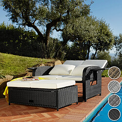 Avis Tectake Canapé de jardin CRETE 2 places avec housse de protection - noir/gris