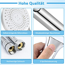 Acheter NETTLIFE Pommeau de douche nickel douchette ronde à économie d'eau avec 3 jets douchette augmentant la grande pression, avec bouton pour régler le débit d'eau, douche économe en énergie avec tuyau de 1,5 m support de douche salle de bain