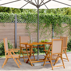 vidaXL Chaises inclinables de jardin lot de 4 taupe tissu bois massif