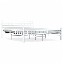 vidaXL Cadre de lit et tête de lit sans matelas blanc 160x200 cm métal