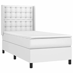 Avis Maison Chic Lit Adulte - Lit simple Lit à sommier tapissier avec matelas moelleux - Meuble de Chambre Blanc 90x200 cm Similicuir -MN12356