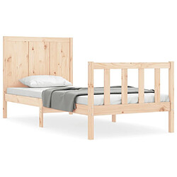 Maison Chic Cadre/structure de lit et tête de lit pour adulte - Lit Moderne Chambre 100x200 cm bois massif -MN28384