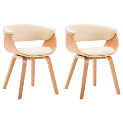 Maison Chic Lot de 2 Chaises à manger,Chaise pour cuisine,Solide Structure crème bois courbé et similicuir -MN74821