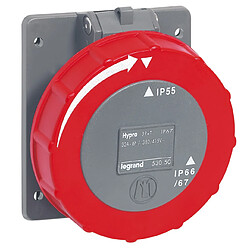 prise tableau 32 ampères 3p+t ip55 rouge - legrand hypra 53050