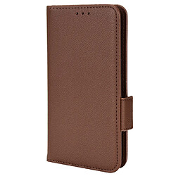 Etui en PU texture litchi, fermoir magnétique marron pour votre iPhone 12/12 Pro 6.1 pouces