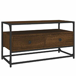 Maison Chic Meuble TV scandinave - Banc TV pour salon chêne marron 80x35x45 cm bois d'ingénierie -MN19297