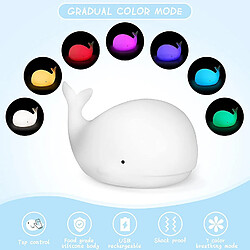 Avis Universal Nuit enfant mignon silicone LED baleine lumière de nuit lumière de nuit enfant avec interrupteur tactile chambre de bébé portable, chambre à coucher, salon, cadeaux lumière blanche chaude, (blanc)