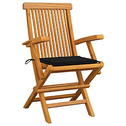 Maison Chic Lot de 6 Chaises de jardin avec coussins | chaises Relax d'extérieur noir Bois de teck massif -GKD21835