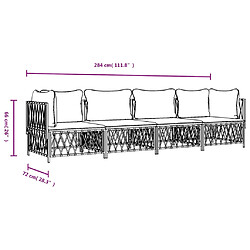 vidaXL Salon de jardin avec coussins 4 pcs anthracite acier pas cher