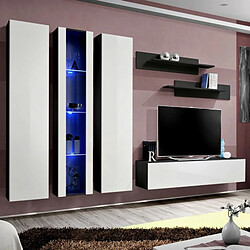 Paris Prix Meuble TV Mural Design Fly IV 310cm Blanc & Noir