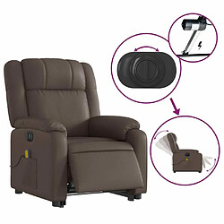 Maison Chic Fauteuil Relax pour salon, Fauteuil inclinable de massage électrique marron similicuir -GKD21870 pas cher