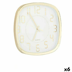 Gift Decor Horloge Murale Carré Doré verre Plastique 31 x 31 x 4,5 cm (6 Unités)