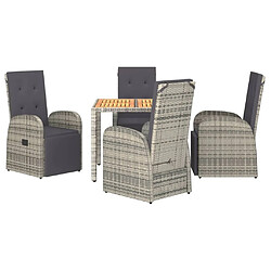 Avis Salle à manger de jardin 5 pcs,Table et chaise à dîner avec coussins Gris -MN80266