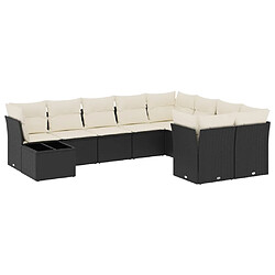 Maison Chic Salon de jardin 10 pcs avec coussins | Ensemble de Table et chaises | Mobilier d'Extérieur noir résine tressée -GKD14026