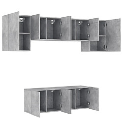 Avis vidaXL Unités murales TV 6 pcs gris béton bois d'ingénierie