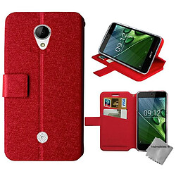 Htdmobiles Housse etui portefeuille pour Acer Liquid Zest 3G Z525 + film ecran - ROUGE