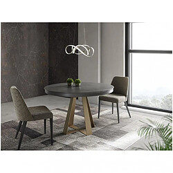 Avis Inside 75 Table repas extensible DELIA 8 couverts 105/170x105cm pied métal bronze plateau céramique gris