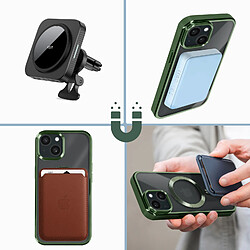 Avis Avizar Coque MagSafe pour iPhone 15 Silicone Protection Caméra Contour Chromé Vert