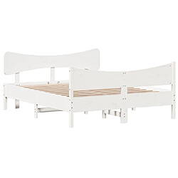 Vidaxl Cadre de lit et tête de lit blanc 140x190 cm bois de pin massif