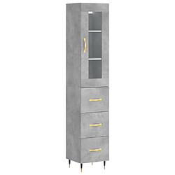 vidaXL Buffet haut Gris béton 34,5x34x180 cm Bois d'ingénierie