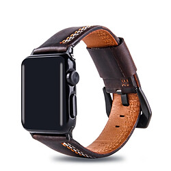 Wewoo Bracelet café pour Apple Watch Series 3 et 2 & 1 38mm Tiga ligne motif PU bande de montre-bracelet en cuir pas cher