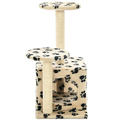 Acheter vidaXL Arbre à chat avec griffoir en sisal 60 cm Beige Motif de pattes