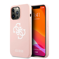 Guess Maroquinerie Guess GUHCP13MLS4GWPI Coque en Silicone pour iPhone 13 6,1' avec Logo 4G Rose