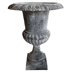 L'Héritier Du Temps Grand Vase XXL Vasque Jardiniere en Fonte Grise Style Medicis Pot de Fleur 58x58x75cm