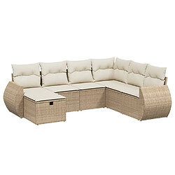 vidaXL Salon de jardin avec coussins 7 pcs beige résine tressée