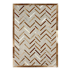 Thedecofactory CUIR - Tapis en cuir à motif chevron marron 160x230