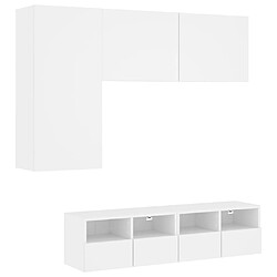 vidaXL Unités murales TV 4 pcs blanc bois d'ingénierie