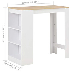 vidaXL Table de bar avec étagère Blanc 110x50x103 cm pas cher